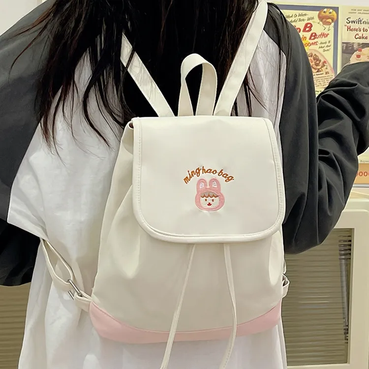 HACIN Nylon Backpack Regular Women's White/Yellow/Blue-3