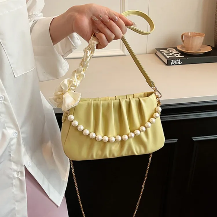 HACIN PU Shoulder Bag Women's White/Ecru/Black/Green/Pink-12