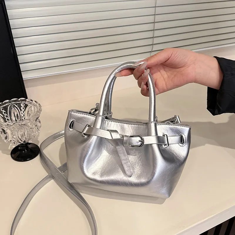 HACIN PU Crossbody Handbag Women's White/Silver/Black/Red-7