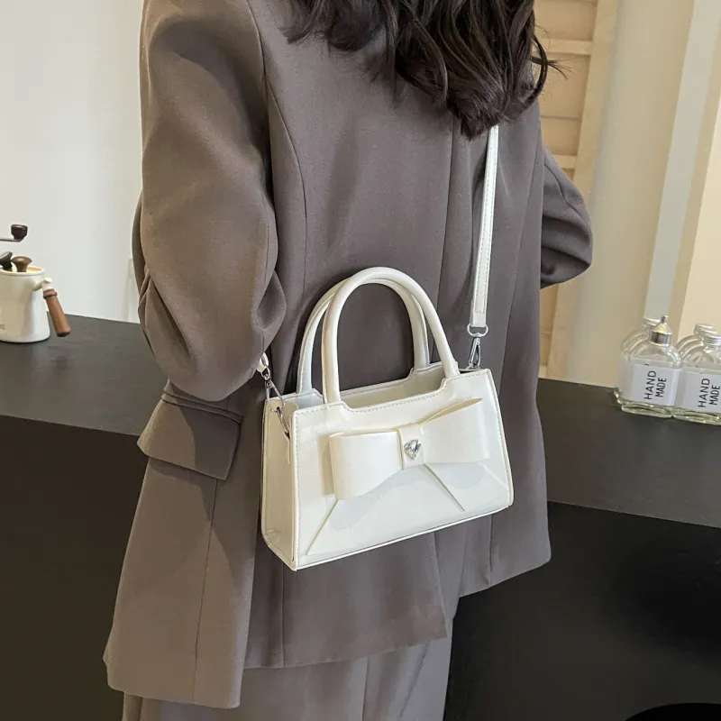 HACIN PU One Shoulder Handbag Regular Women's White/Silver/Pink/Black Blue/Black Pink-2
