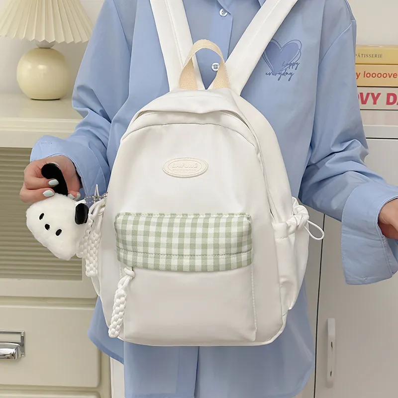 HACIN Nylon Backpack Regular Women's White/Black/Yellow/Green/Blue-1