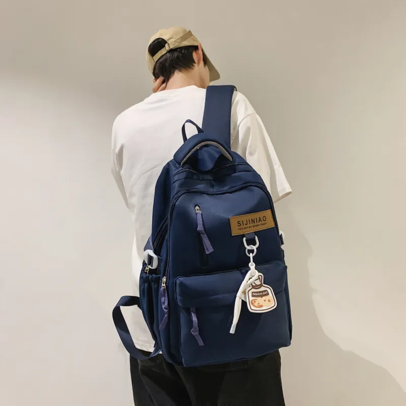 HACIN Nylon Backpack Unisex White/Black/Red/Blue-9