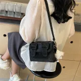 HACIN PU Shoulder Bag Crossbody Bag Women's Ecru/Black/Blue/Pink