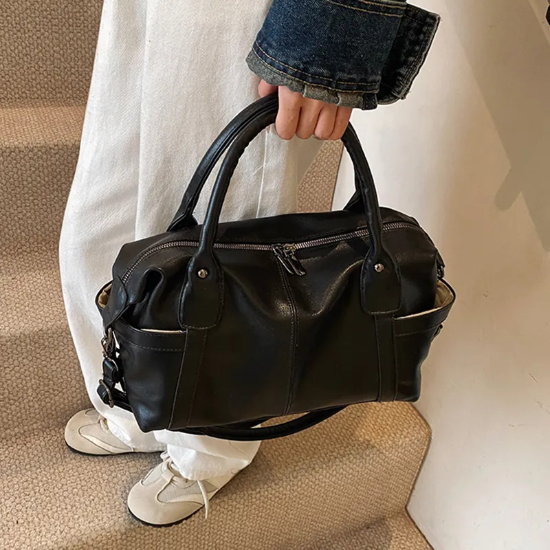 HACIN PU One Shoulder Handbag Regular Women's Black/White/Coffee/Brown-1