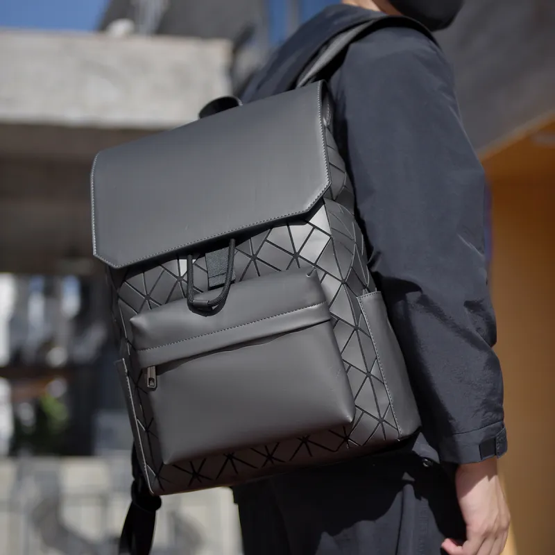 HACIN Oxford Backpack Men's Gray/Black/Dazzling Color-1
