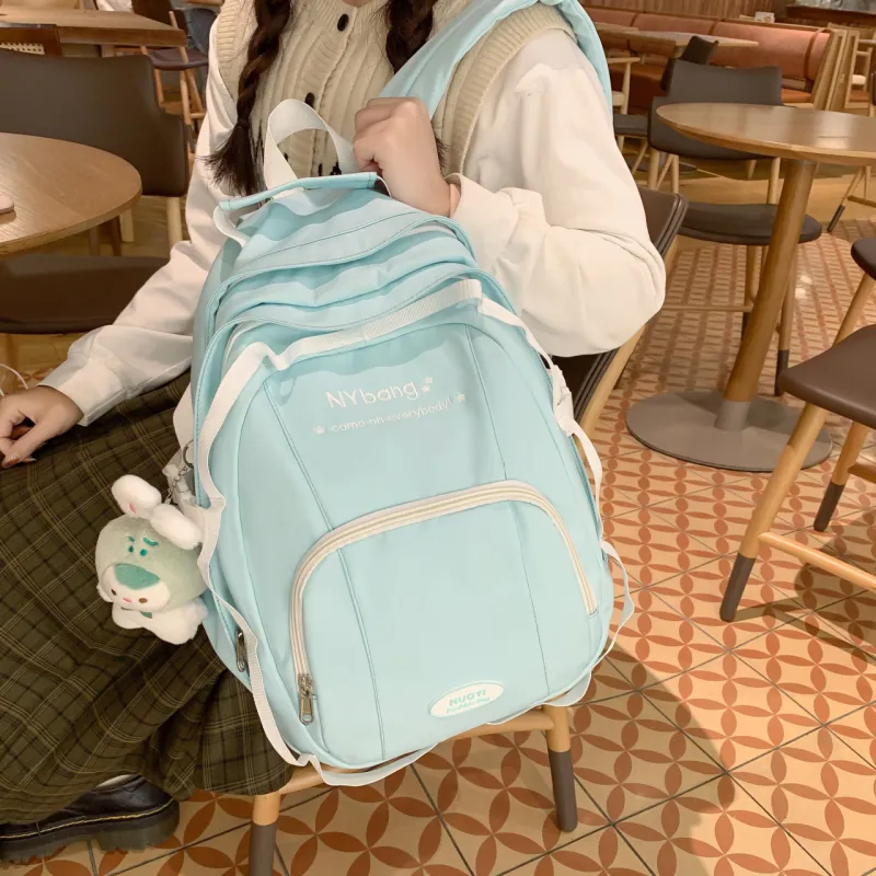 HACIN Nylon Backpack Women's Light Yellow/Light Green/White/Black-1