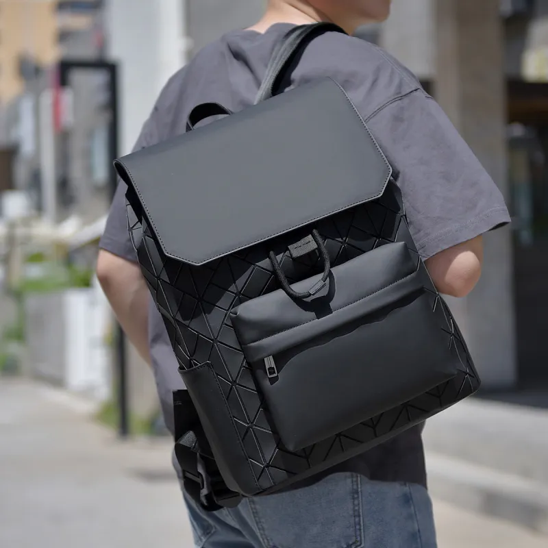 HACIN Oxford Backpack Men's Gray/Black/Dazzling Color-3