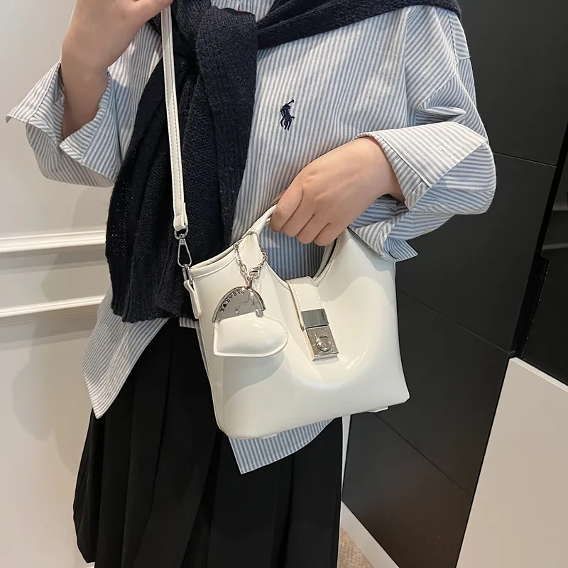 HACIN PU One Shoulder Handbag Women's White/Black/Yellow/Pink-1