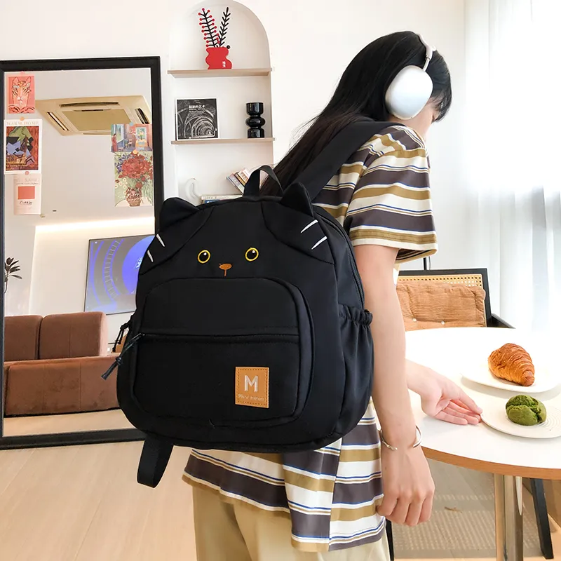 HACIN Nylon Backpack Regular Unisex White/Black/Yellow-2