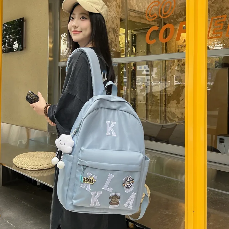 HACIN Oxford Backpack Regular Unisex Black/Purple/Blue/Beige/Pink-4