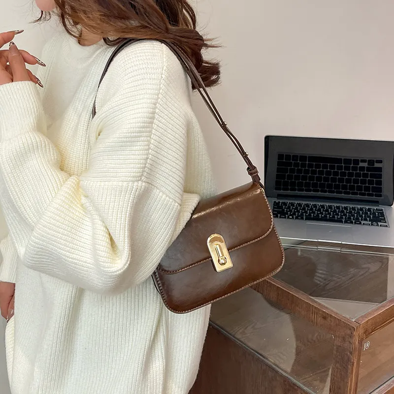 HACIN Pu Shoulder Bag, Crossbody Bag Women's Ecru/Black/Burgundy/Coffee-10
