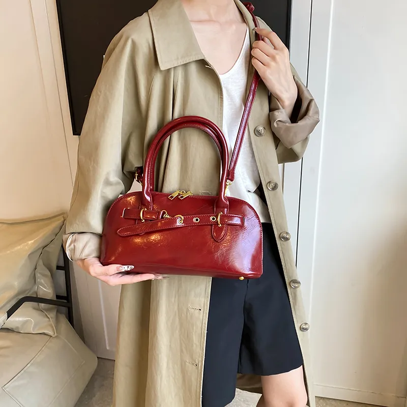 HACIN PU One Shoulder Handbags Regular Women's White/Black/Red/Brown-5