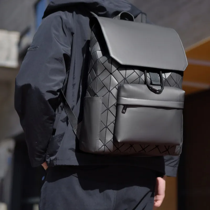 HACIN Oxford Backpack Men's Gray/Black/Dazzling Color-2