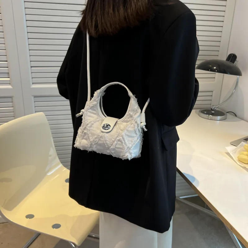 HACIN Denim One Shoulder Handbag Regular Women's Black/White/Blue/Pink-2