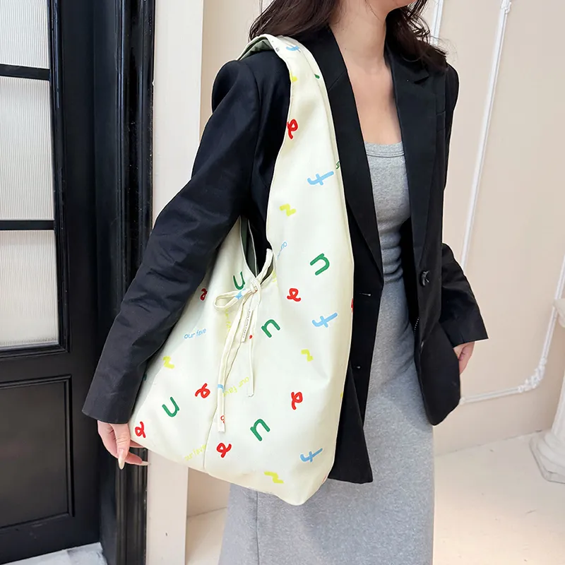 HACIN Nylon Fabric Shoulder Bag Regular Women's Black/White/Red/Beige-9
