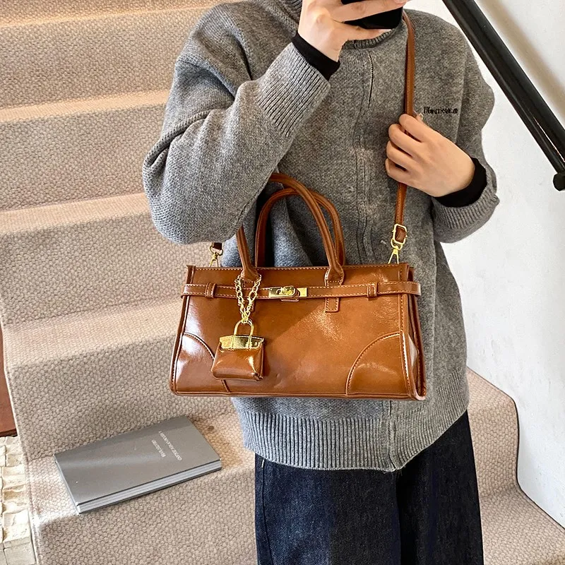 HACIN PU Handbag Women's Black/Coffee/Brown-3