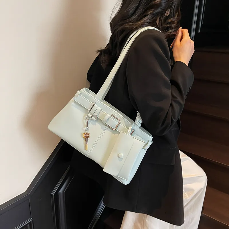 HACIN PU Shoulder Bag Women's Ecru/Silver/Black/Blue/Pink-27