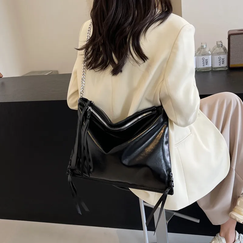 HACIN PU Crossbody Bag, Shoulder Bag Women's Silver/Black-7