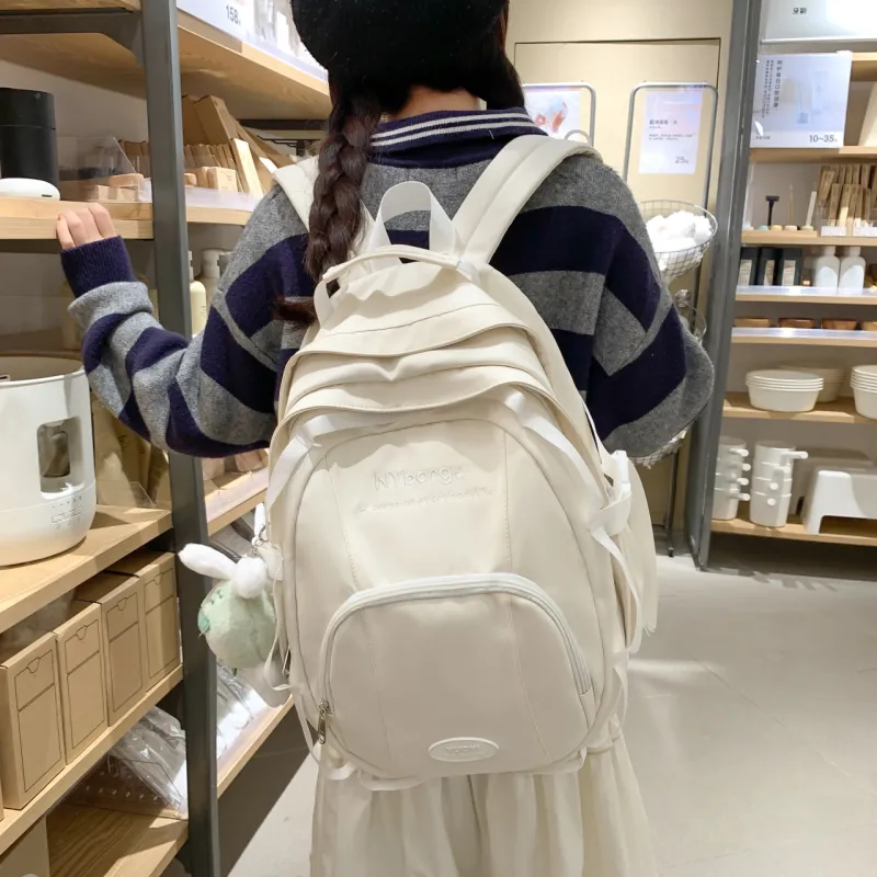 HACIN Nylon Backpack Women's Light Yellow/Light Green/White/Black-5