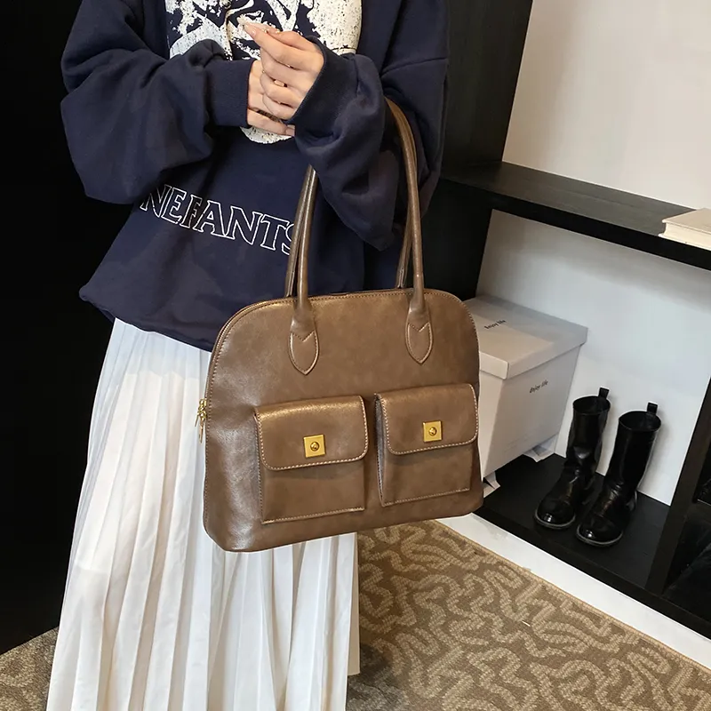 HACIN Synthetic Leather Handbag Shoulder Bag Regular Women's Black/Coffee/Brown/Angora Red-7