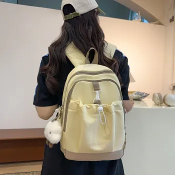 HACIN Nylon Backpack Regular Women's Yellow/Green/Sky Blue/Pink/Black