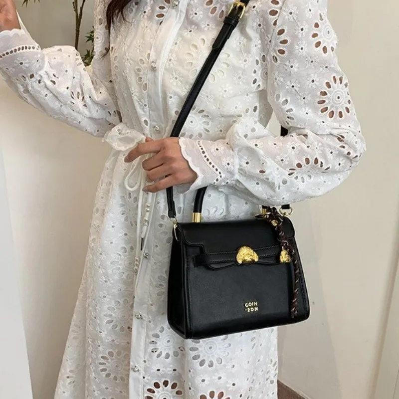 HACIN Pu Handbag Shoulder Bag Crossbody Bag Regular Women's White & Khaki/Black/Brown-5