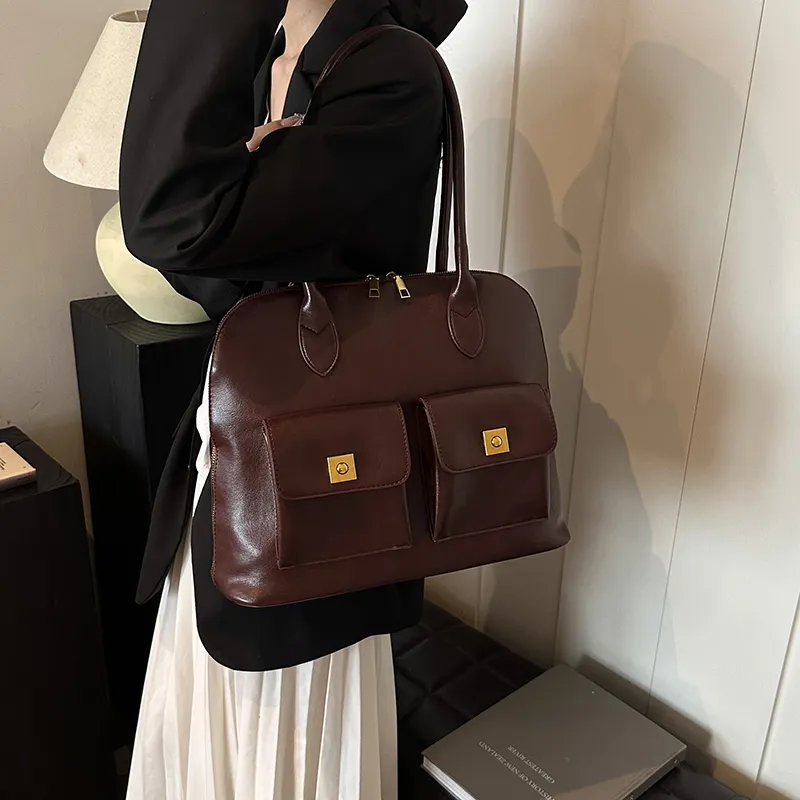 HACIN Synthetic Leather Handbag Shoulder Bag Regular Women's Black/Coffee/Brown/Angora Red-12