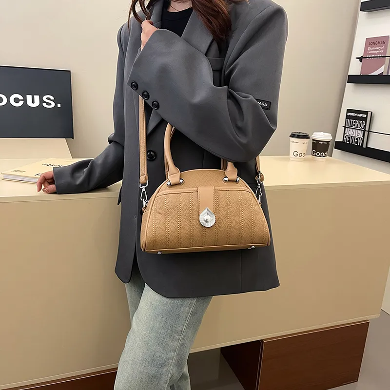 HACIN PU Handbag Regular Women's White/Black/Pink/Burgundy/Khaki/Blue/Coffee-9