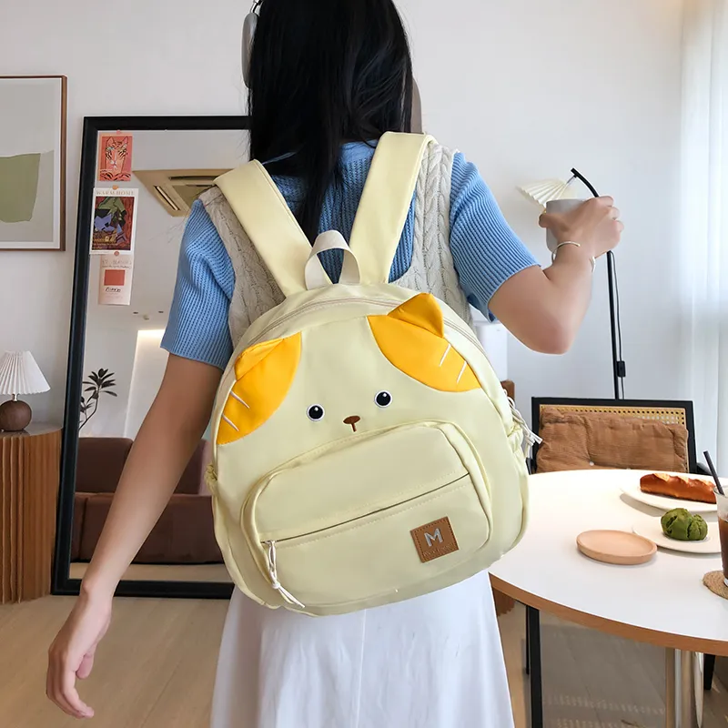 HACIN Nylon Backpack Regular Unisex White/Black/Yellow-5