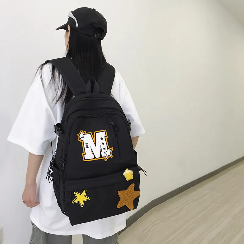 HACIN Nylon Fabric Backpack Unisex Multicolor-1