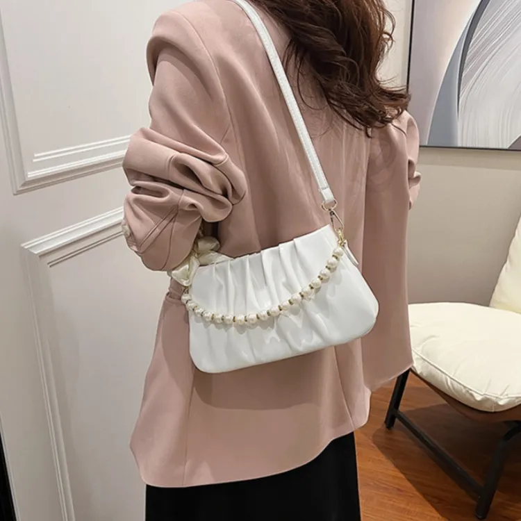HACIN PU Shoulder Bag Women's White/Ecru/Black/Green/Pink-2