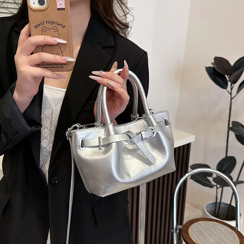 HACIN PU Crossbody Handbag Women's White/Silver/Black/Red-6