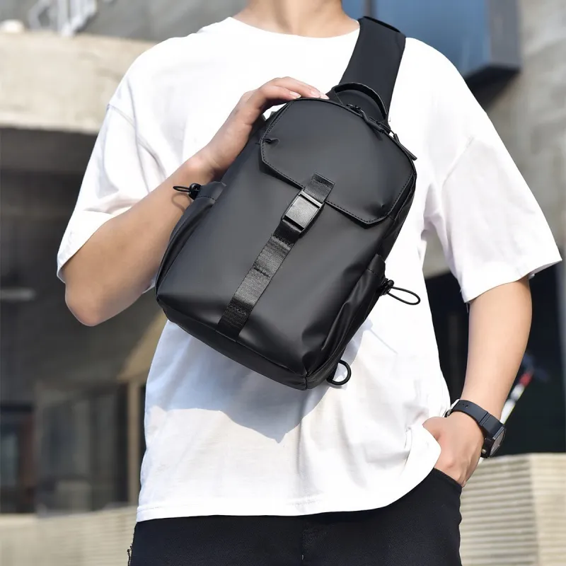 HACIN Pu Sling Bag Unisex Gray/Black/Blue-5