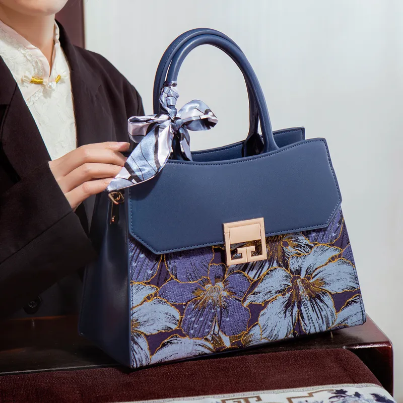 HACIN PU Handbag Women's Blue/Brown/Red-3