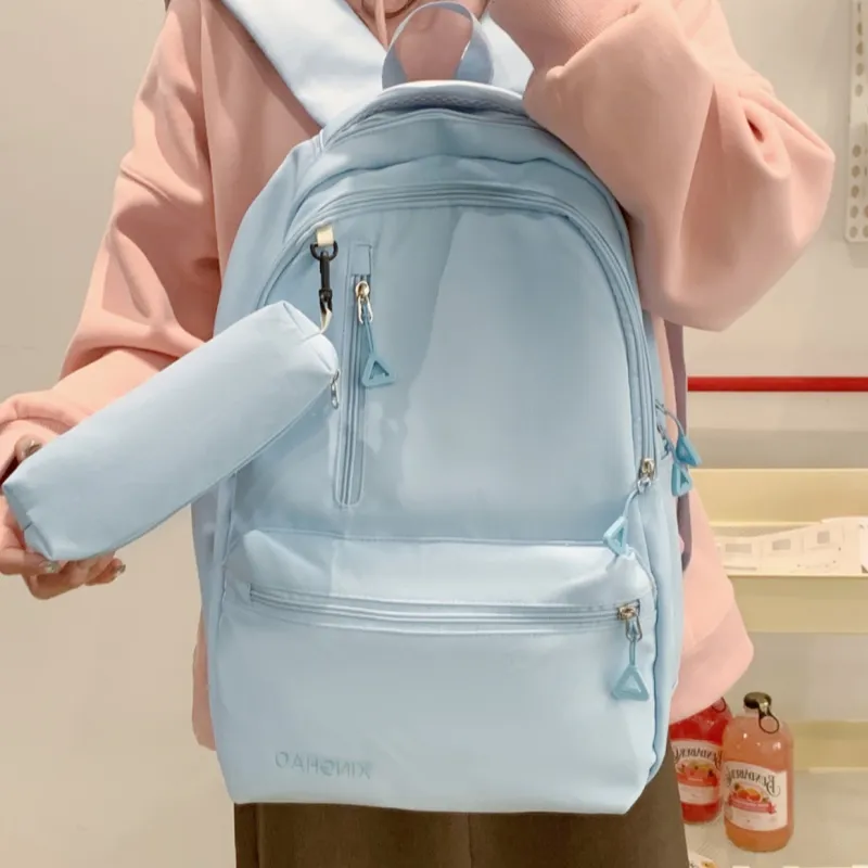 HACIN Nylon Backpack Regular Women's Pink/Green/Blue/Black-8