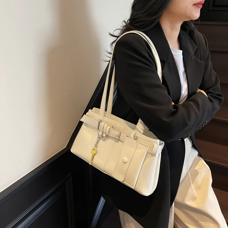 HACIN PU Shoulder Bag Women's Ecru/Silver/Black/Blue/Pink-1