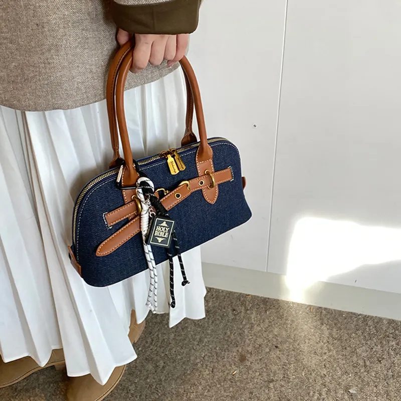 HACIN Denim Handbag Regular Women's Brown-2