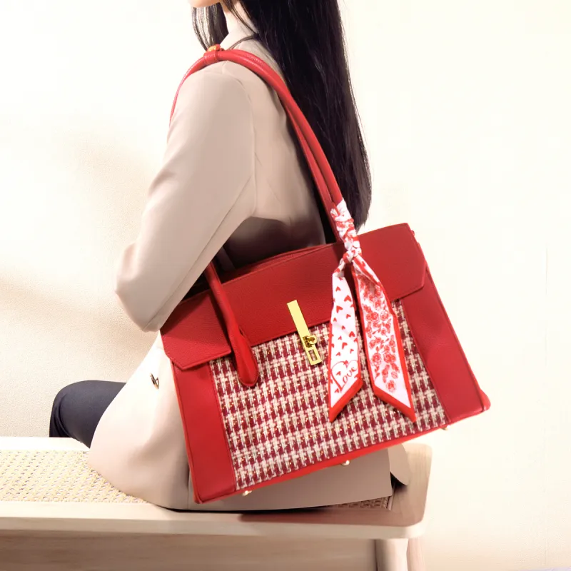 HACIN PU Shoulder Bag Regular Women's Red-3