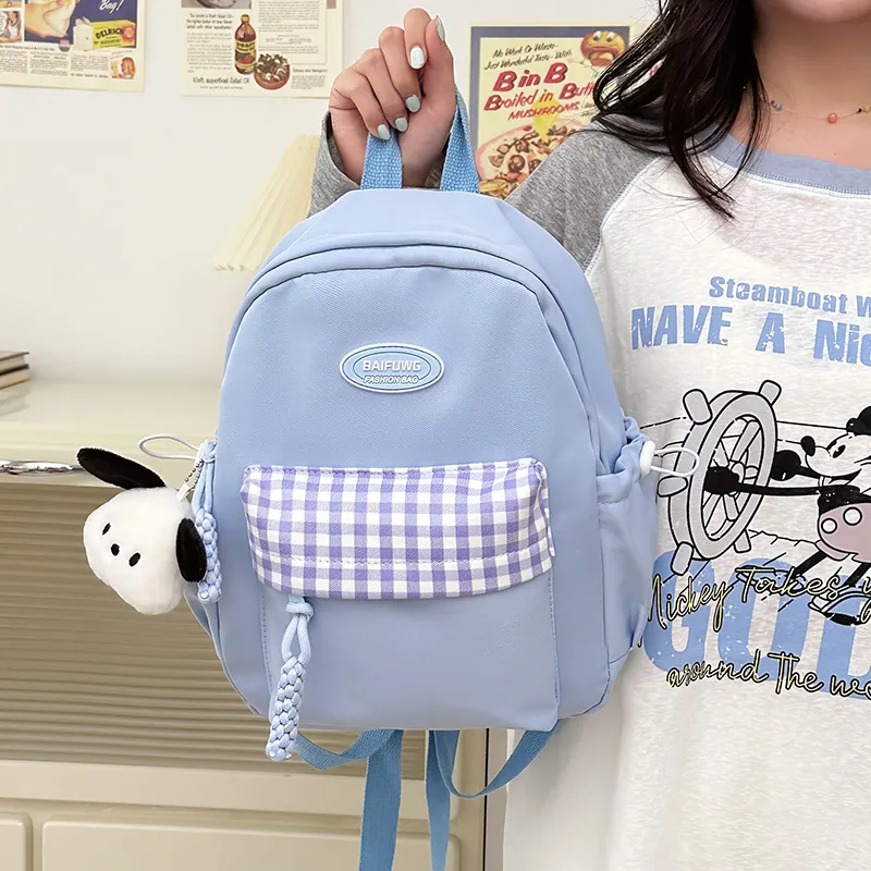 HACIN Nylon Backpack Regular Women's White/Black/Yellow/Green/Blue-13