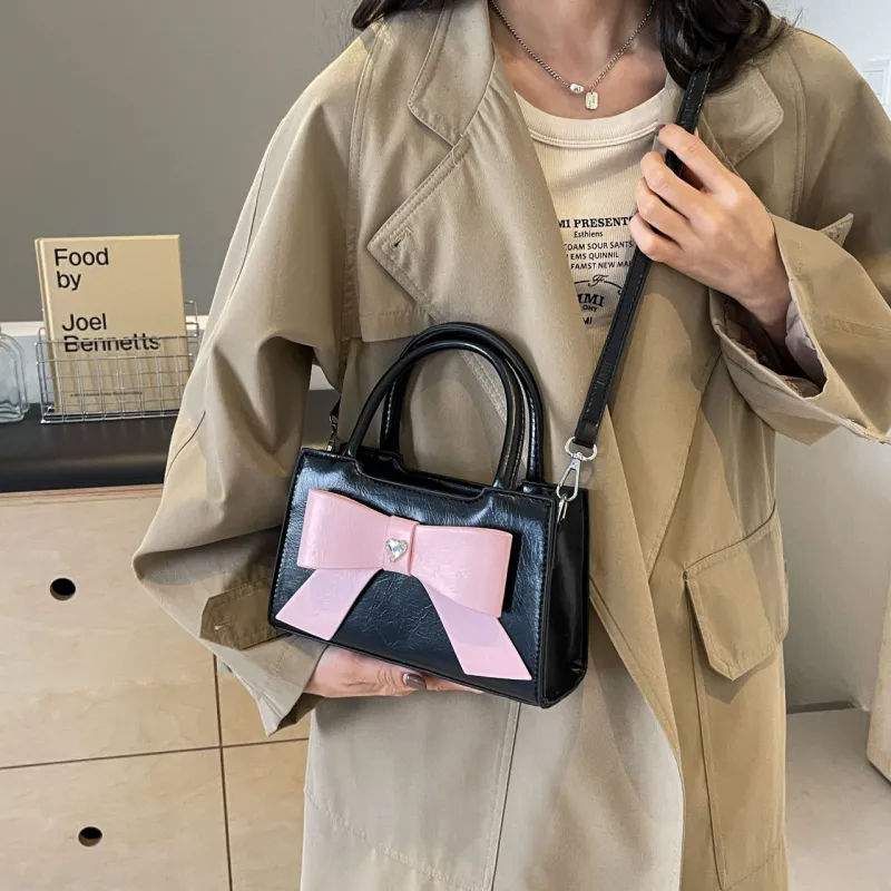 HACIN PU One Shoulder Handbag Regular Women's White/Silver/Pink/Black Blue/Black Pink-14