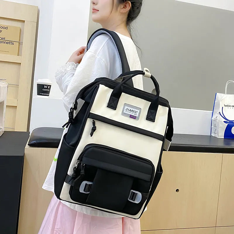 HACIN Nylon Backpack Regular Unisex Black/Purple/Khaki/Green-3