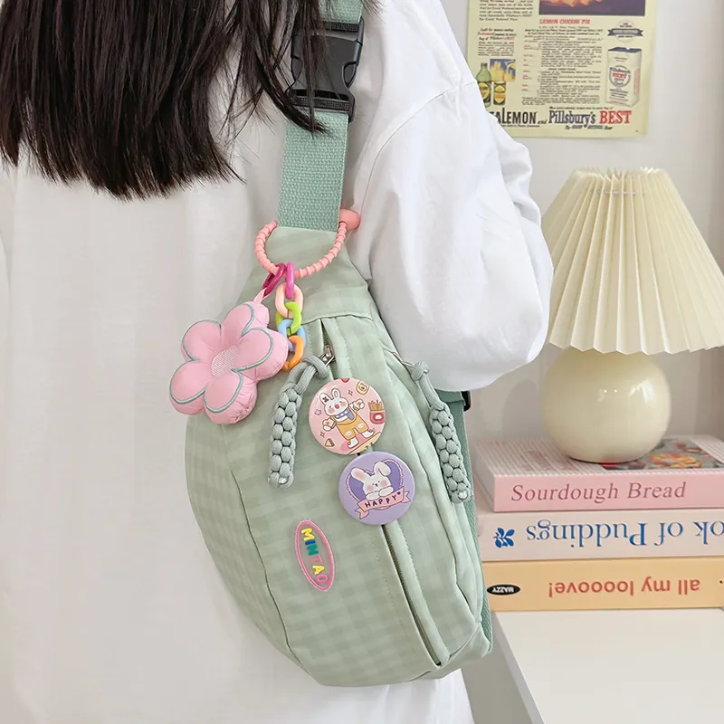 HACIN Nylon Sling Bag Regular Women's Black/Pink/Yellow/Green/Blue-8