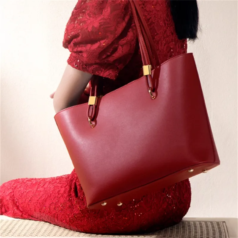 HACIN PU Handbag Shoulder Bag Regular Women's Black/Red-3