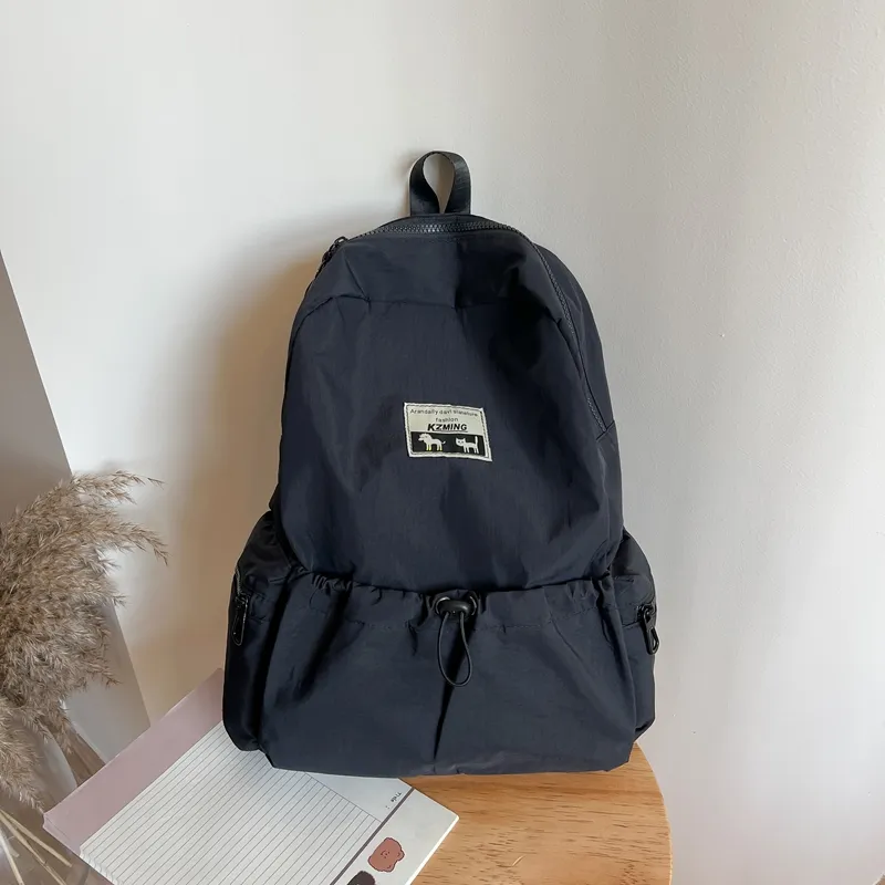 HACIN Nylon Fabric Backpack Regular Unisex Ivory/Black/Pink/Violet-2