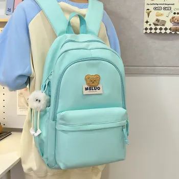 HACIN Nylon Backpack Regular Women's Mint Green/White/Black/Yellow/Pink
