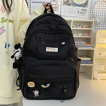 HACIN Nylon Backpack Regular Women's Black/Yellow/Blue/Pink