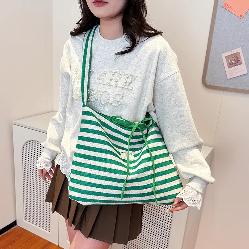 HACIN Canvas Shoulder Bag Canvas Bag Regular Women's Red/Green/Blue-5