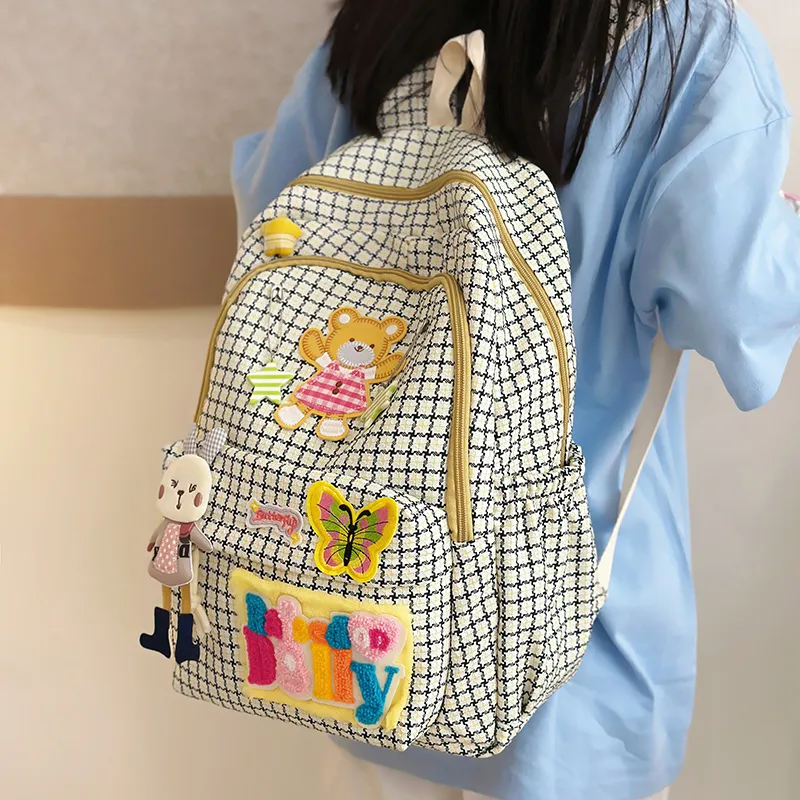 HACIN Nylon Backpack Regular Women's White/Yellow-0
