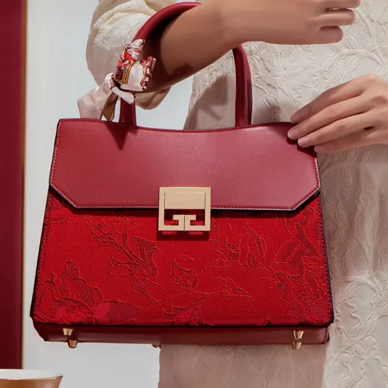 HACIN PU Handbag Women's Blue/Brown/Red-8