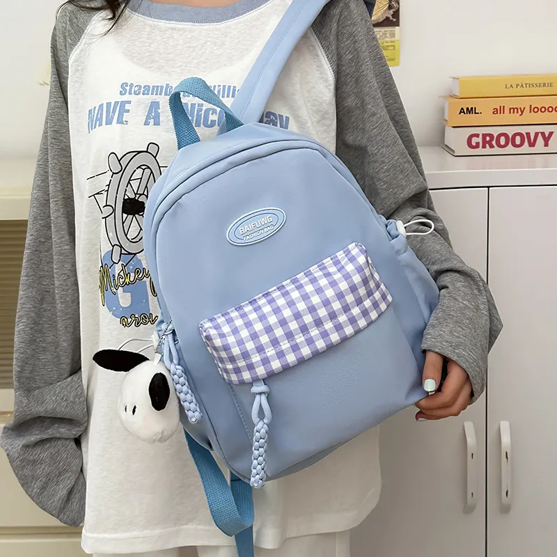 HACIN Nylon Backpack Regular Women's White/Black/Yellow/Green/Blue-14